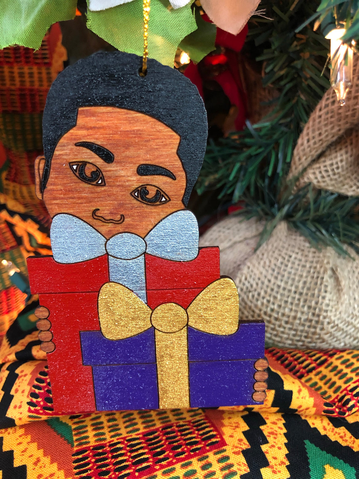 Holiday Ornament - Boy with Gifts