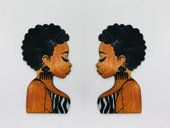 Earrings - Ebony - Zebra Print