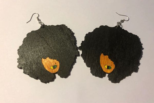 Earrings - RBG Afro (Yellow/Black/Green Lip)