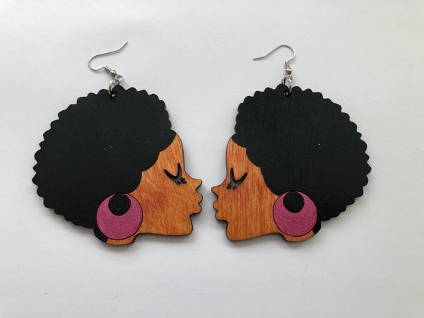 Earrings - Sister Afro (Pink)