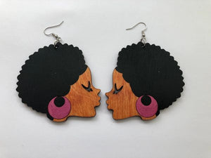 Earrings - Sister Afro (Pink)