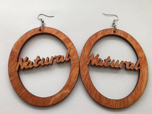 Earrings - Natural in Oval (Natural Wood)