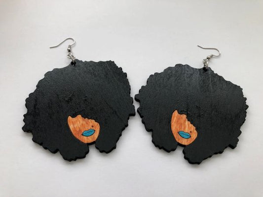 Earrings - RBG Afro (Black)